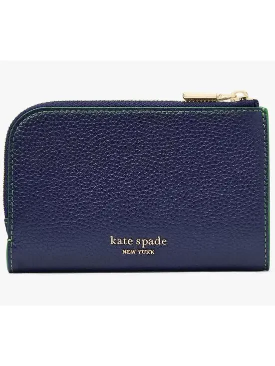 Kate Spade In The Garden Compact Wallet Parisian Navy Floral Leather - Picture 3 of 7